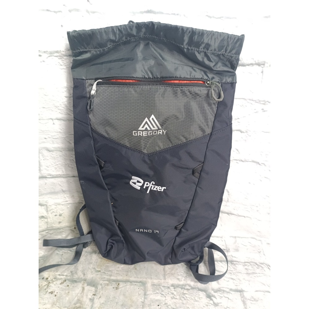 Gregory Nano 14 Daypack Backpack Pfizer Logo Black Grey 14L Hiking Travel s9